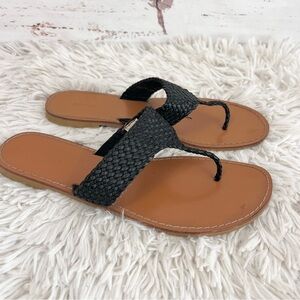Old Navy Women's Black Braided Basket Weave Flat Flip Flop Sandals Size 8